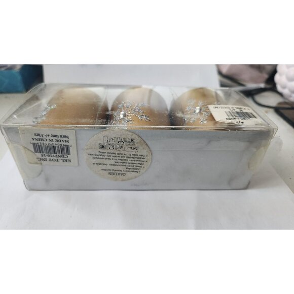 Candles Brown Glitter Snowflake Tea Light  2 1/2 " Tall 2" Top Gift Box Set of 3 - Picture 14 of 14